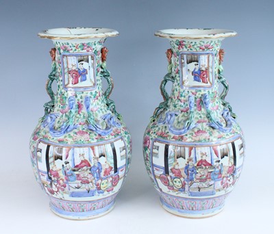 Lot A pair of large Chinese famille rose figural...