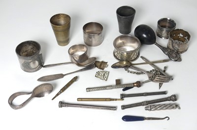 Lot 285 - A collection of white metal and silver plated...