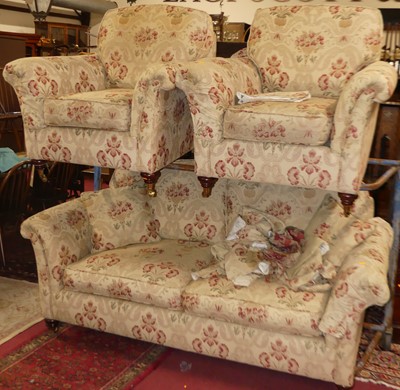 Lot 1326 - A contemporary cream floral needlework...