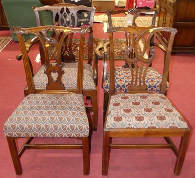 Lot 1328 - Four various 19th century mahogany Chippendale...