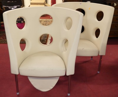 Lot 1331 - A pair of contemporary cream leather...