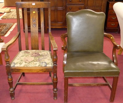 Lot 1336 - A mahogany Gainsborough style elbow chair,...