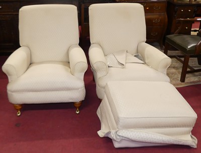 Lot 1338 - A pair of contemporary cream fabric...