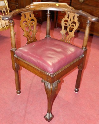 Lot 1345 - A 19th century mahogany tub splatback corner...