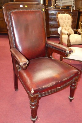 Lot 1348 - A late Victorian mahogany and rexine studded...