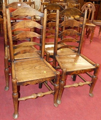 Lot 1358 - A set of four 19th century elm and oak...