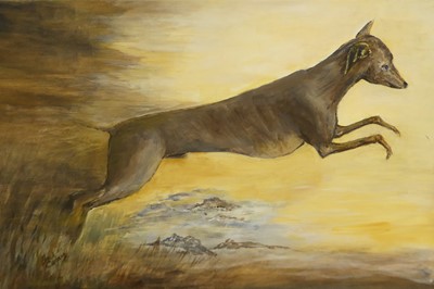 Lot 1030 - Jack Coppens - Italian Greyhound 'Blue', oil...