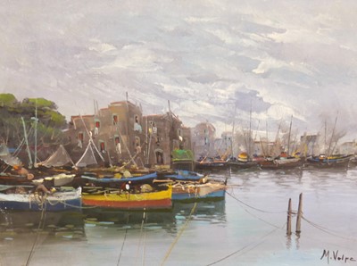 Lot 1036 - Mario Volpe - Italian coastal scene, oil,...