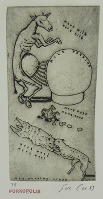 Lot 1037 - Sue Coe - The Porkopolis, lithograph, signed...