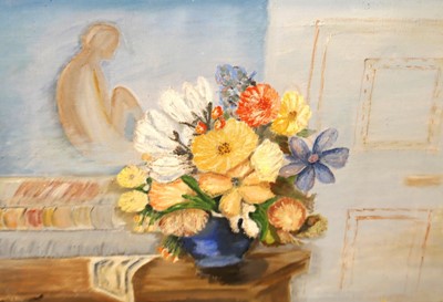 Lot 1063 - Violet Harrison - Flower study, oil on canvas,...