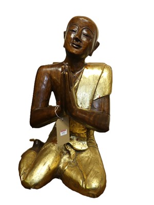 Lot 1062 - Burmese carved hardwood and gilded carving of...