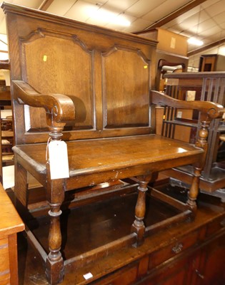 Lot 1376 - A contemporary joined oak twin recessed...