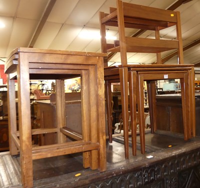 Lot 1382 - Two 1970s teak nests of three occasional...