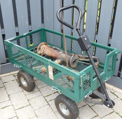 Lot 1400 - A contemporary metal wheeled cart; together...
