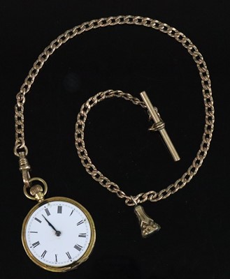 Lot 327 - An 18ct gold cased keyless pocket watch...