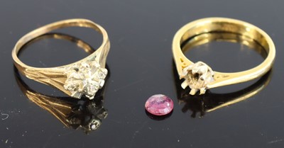Lot 354 - A 9ct gold rose cut diamond set flower head...