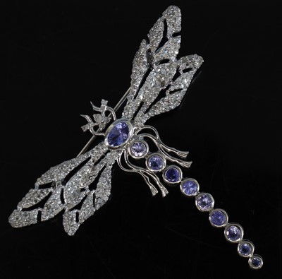 Lot 369 - A white metal tanzanite and diamond set...