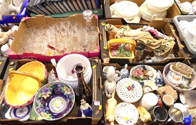 Lot 579 - Four boxes of ceramics and glass, to include a...