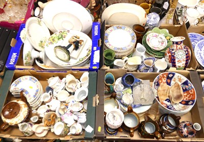 Lot 588 - Four boxes of ceramics, to include an Imari...
