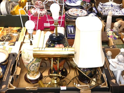 Lot 667 - A Moorcroft Golden Lily table lamp, together...