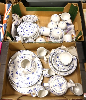 Lot 592 - Two trays of blue and white wares, to include...