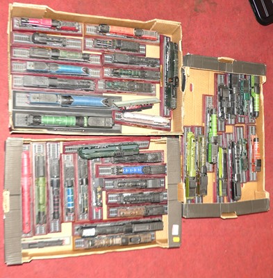 Lot 674 - Three trays of train locomotive models by...