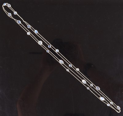 Lot 380 - A contemporary white metal and cabochon...