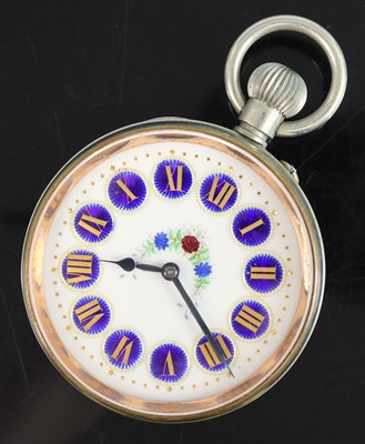 Lot 391 - A gent's Argentan nickel cased Goliath pocket...