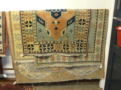 Lot 1146 - Four various Turkish multi coloured kelim rugs...