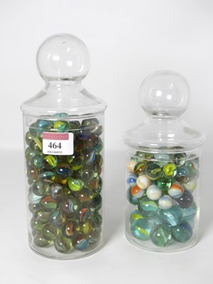 Lot 464 - A collection of glass marbles, various designs,...