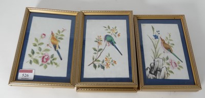Lot 526 - A group of six oriental rice paper paintings,...