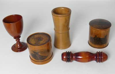 Lot 479 - A collection of treen, to include a turned yew...