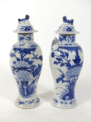 Lot 183a - A pair of Chinese porcelain vases and covers,...