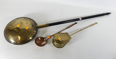 Lot 543 - A 19th-century brass chestnut roaster, length...