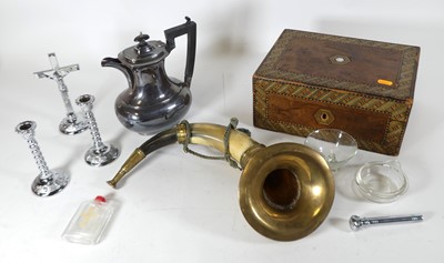 Lot 549 - A brass mounted horn, l.41cm, together with a...