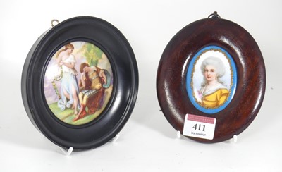 Lot 411 - A French porcelain plaque, hand-painted with a...