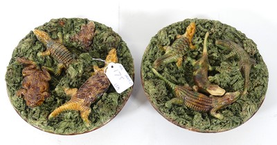 Lot 175 - A pair of Manuel Marfa Pallisy style plates,...