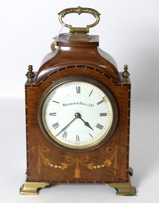 Lot 497 - An Edwardian walnut marquetry inlaid mantel...