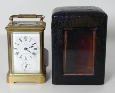 Lot 500 - A 19th century lacquered brass cased carriage...