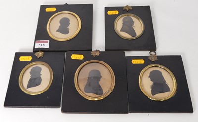 Lot 518 - A group of five 19th century silhouette...