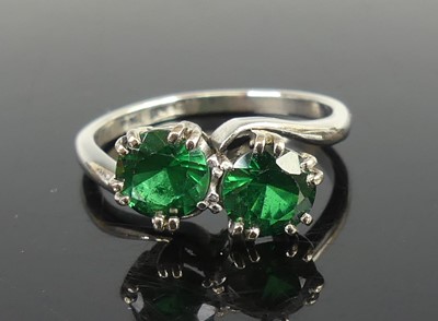 Lot 2677 - A white metal garnet topped doublet two-stone...