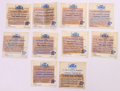 Lot 333 - 10 Hornby Dublo train nameboards and...