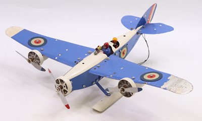 Lot 2086 - Meccano built no.2 Constructor Plane, in blue...