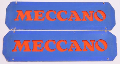 Lot 2057 - Meccano pair of card blue and orange shop...