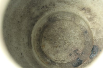 Lot 76 - A Chinese peacock-blue glazed jar with wood...