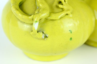Lot 81 - A rare Chinese lemon-yellow glazed conjoined...