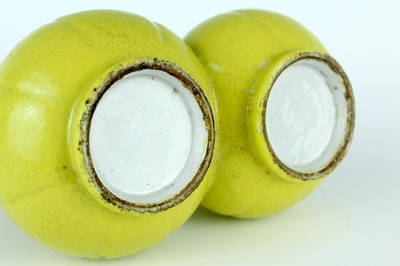 Lot 81 - A rare Chinese lemon-yellow glazed conjoined...