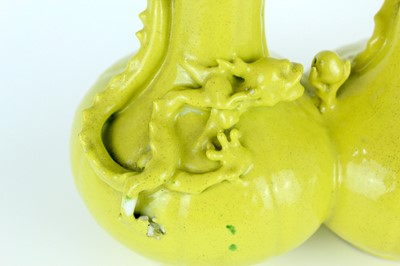Lot 81 - A rare Chinese lemon-yellow glazed conjoined...