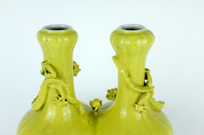 Lot 81 - A rare Chinese lemon-yellow glazed conjoined...