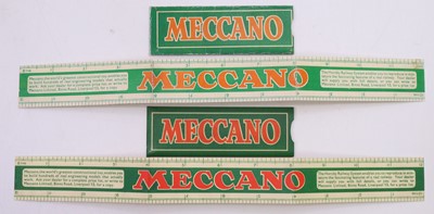 Lot 1810 - Meccano card 12" ruler printed green and...